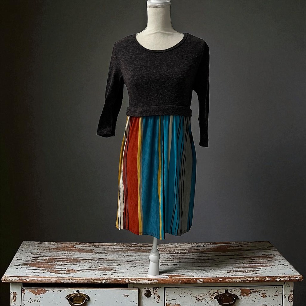 éloges Knit Top Striped Dress 3/4 Sleeve Casual‎ Multicolor Party Career